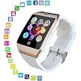 FOONEE Smart Watch mit Kamera, Q18 Bluetooth Smartwatch Wasserdicht Sport Smart Fitness Tracker Armbanduhr mit SIM-Kartenslot Kamera Schrittzähler für Android Smartphones weißgold