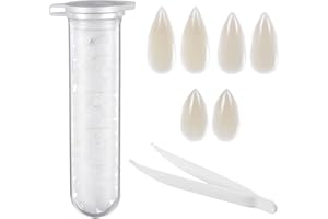 EVEJEG Packung mit 6 Paar Vampirzähnen, Vampirzähne für Kinder, Vampirzubehör. 3 Größen (15 mm, 17 mm, 19 mm) mit Einer Tube Beißring-Pellets, geeignet für Rollenspiele, Halloween-Partys usw.