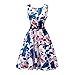 Produktbild Trägerkleid, Lylafairy Damen A-Linie 50er Vintage Abendkleid Rockabilly Kleid Knielang Festliches Pin Up Kleid Partykleider Cocktailkleider (42, 02BlueBlumen)