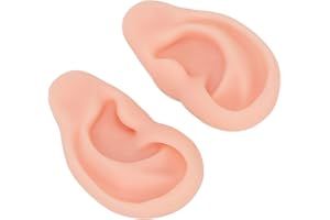 LUQEEG Modelo de Oreja Humana de Simulación de Silicone Suave, 1 Par de Partes del Cuerpo Flexibles para Práctica de Perforación y Exhibición de Joyería