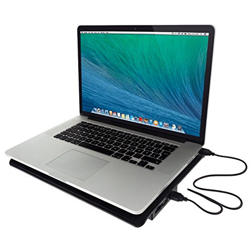 Smartfox USB Laptop Notebook Kühler Lüfter Cooler Ständer Cooling Pad für 10 – 15″ Zoll Geräte mit 6 einstellbaren Ventilatoren und blauer LED Beleuchtung - 2