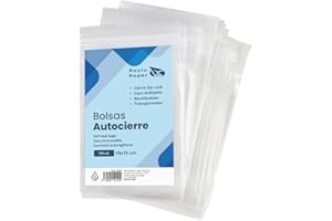 RAYLU PAPER - Bolsas Auto Cierre Zip, Pack de 100 Bolsas de Plástico Transparente Reutilizables, usos Múltiples, Hecho en Europa (10 x 15)