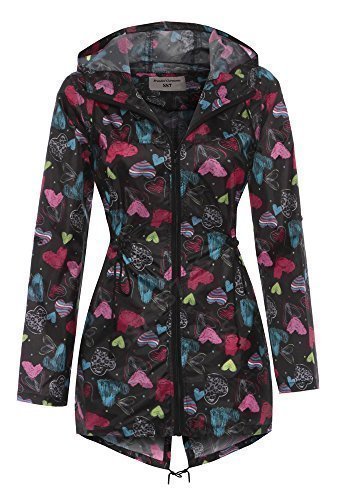 SS7 - Impermeable para mujer de color corazón negro multi de talla s 12/14