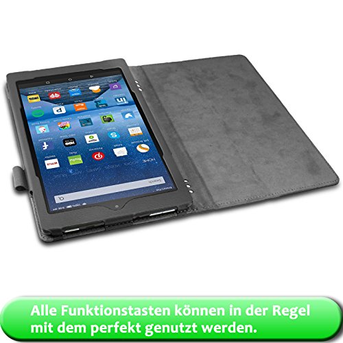 Infiland Fire HD 8 2015 Hülle Case -Slim Fit Folio PU-lederne dünne Kunstleder Schutzhülle Cover Tasche für Amazon Fire HD 8 Zoll(5. Generation – 2015 Modell)Tablet (mit Auto Schlaf / Wach Funktion)(Schwarz) - 4