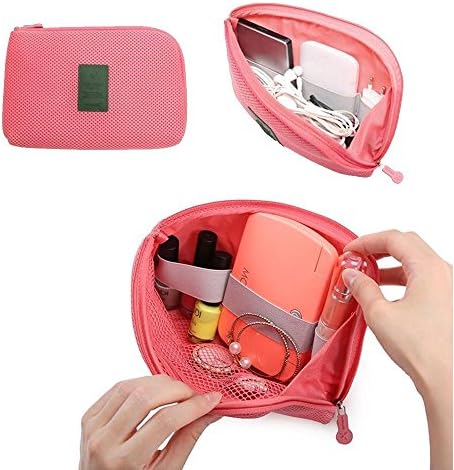 SOULFASHION Multifunctional Makeup Bag Travel Pouch Organiser Carry Case Electronics Accessories Storage Bag for Power Adapter / Disk/Cellphone/Cables/ Power Bank (Watermelon Red)