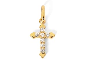 SINGULARU - Charm Penélope. Plata de Ley con acabado en Baño Oro de 18Kt o Rodio y Circonitas. Colgante con Motivo Cruz y Cierre asa. Joyas para Mujer