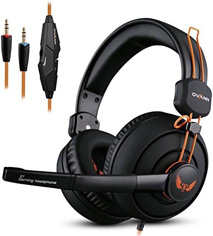 Ovann Stereo X7 Max PC Gaming Headset, Over-Ear Noise Cancelling Headphones with Volume Control, Flexible Microphone for PC, Tablets, Laptops