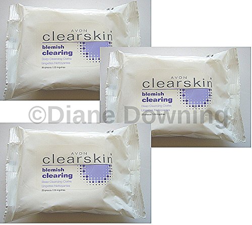 3 x Clearskin Blemish Clearing Deep Cleansing Cloths Wipes Avon