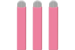 RASMET 50pcs Pink Microblading Nano Needles 0.15mm Perfecto para líneas de cabello Cejas Agujas Pluma Microblading Desechable (18U)