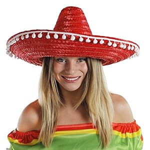 SOMBRERO MEXICANO CON TIRAS HOMBRES O MUJERES DISFRAZ