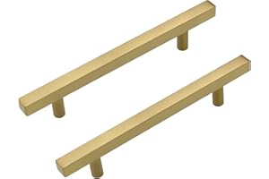 LONTAN 5 Pack Gold Kitchen Handles 128mm Gold Cupboard Handles Cabinet Hardware Drawer Pulls Kitchen Cupboard Furniture Stainless Steel