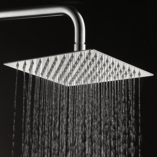 Aothpher 12 Zoll Quadratische Luxus Regendusche Einbauduschköpfe Edelstahl 1/2 Zoll Duschkopf aus Edelstahl Spiegeleffek tHochglänzend