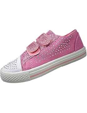 Mädchen Leinwand Pink Grau Mint Glitzer Klettverschluss Pumpen Schuhe Kinder Sportschuhe 10–2