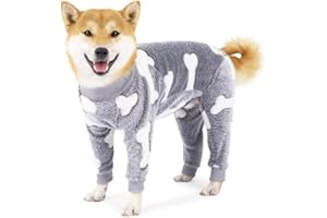 TUITA Pijamas de Franela para Perros, Mono, Pijamas para Perros medianos y Grandes, Monos cálidos con patrón de Hueso y Luna, Abrigo, Ropa para Perros