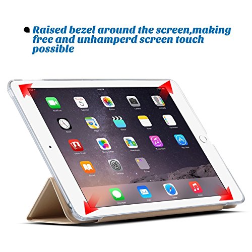 iPad Air 2 Hülle, ULAK Ultra Dünn [Gemusterten Design] Wickelfalz Ledertasche mit Lichtdurchlässig Rückseite Abdeckung Schutzhülle für Apple iPad Air 2 / iPad 6 / Auto aufwachen / Schlaf Funktion (Champagne Gold) - 6