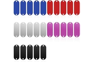 Wisboey Espacios en para Estampado de Metal, 25 Piezas en para Grabado de Aluminio, Suministros Rectangulares de Grabado con 2 Orificios (5 Colores)