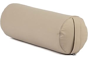 ‎BODHI Bodhi | Yoga Bolster ECO | 100% Bio-Baumwolle | Yogarolle mit Bio Dinkelfüllung | Waschbar | Yogakissen rund für Restoratives Yoga Übungen | Groß 65 x 20 cm