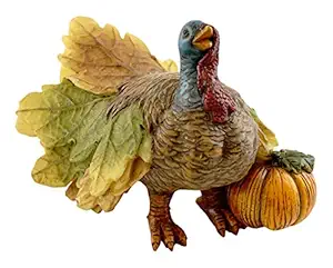 Top Collection Miniature Fairy Garden and Terrarium Turkey with Pumpkin Figurine