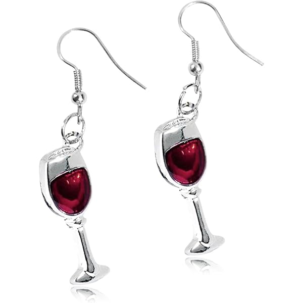 Orecchini Pendenti A Forma Di Bicchiere Di Vino Martini Con Cristalli - Gioielli Divertenti Per Amanti Del Vino - 2