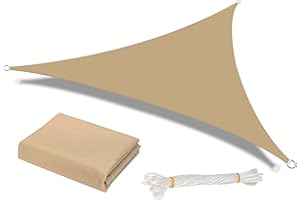 HEYOMART Sonnensegel Dreieck 2 x 2 x 2m Wasserdicht Sonnenschutz inkl Befestigungsseile PES Polyester mit UV Schutz für Garten Terrasse Camping, Sand