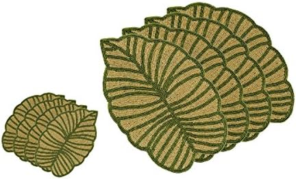 Luxury Glass Beaded Leaf Placemat &amp; Coasters Wedding Charger Plates Set of 8 Pcs Christmas Gifts