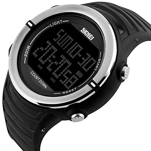 Modiwen Outdoor Digital uomo orologi sportivi con Dual Time display multifunzione orologio impermeabile Black