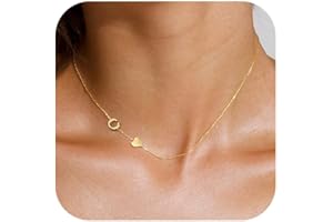 ZHESHY Collana Donna con Iniziale Ciondolo Cuore per Donna Necklace Collana Oro 14k Vero con Nome Personalizzabile Girocollo Donna Bigiotteria Regalo per Ragazza Fidanzata Manna Lei Compleanno