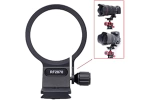 ISHOOT 74,5 mm Stativ-Halterungsring Objektivkragen kompatibel mit Canon RF 28–70 mm f/2L USM, Objektiv-Halterung. Unterseite ist Arca-Swiss Fit Schnellwechselplatte Schwalbenschwanz-Rille