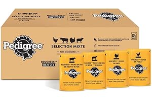 Pedigree Sachets fraîcheur en Sauce Sélection Mixte avec des légumes 4 variétés pour Chien Adulte 84x100g