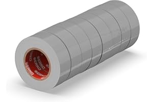 ERKO Nastro Isolante elettrico grigio 19 mm x 20 m 8 Pezzi PVC Per isolare Riparare e legare, nastro adesivo, Per tensioni fino a 6 kv, elettrici professionali, flessibile, autoestinguente