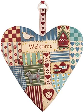 Gnomys Diaries Heart Message Welcome Plaque, Stone, Multi-Coloured, 20 x 1 x 20 cm