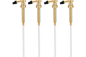 LUTER 4pcs Coffee Syrup Pump, with 4 Tip Covers Fits Most 750ml Syrup Bottle (for Torani, Davinci, Jordan's Skinny Syrup Bottles) Gold Syrup Pump Dispenser Replacement for Home and Drink House