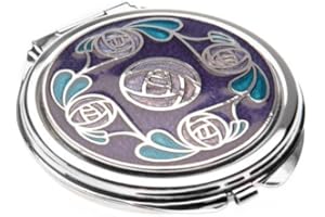 Sea Gems presented by Celtic Glass Designs Compact Mirror in Mackintosh Ring of Roses Design. (Purple)