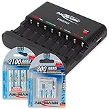 Das Testsieger Ladegerät (08/2015 Vergleich.org) im Angebot mit den AA 2100mAh und zusätzlich AAA 800mAh Akkus