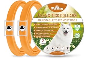 Woyamay Collier Anti Puces pour Chien, Lumineux Collier Anti Tique Chien Réglable Résistant à l'eau, 8 Mois de Protection Collier Chien Anti Puces et Tiques pour Chien Tous âges, Orange (2 Pièce)