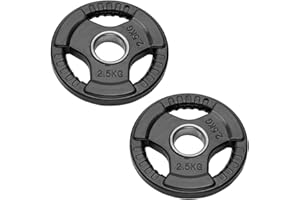 FFITNESS Paire de disques olympiques pour haltères et haltères | Bumper Plates Trou de 50 mm Poids caoutchouté de 2,5 kg à 20 kg