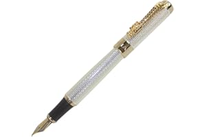Zoohot Jinhao 1200 Stylo plume Dragon d'or Yeux de cristal rouge (argent)