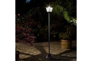Garden Mile Large 1.7m Solar Powered Victorian Lamp Post Lantern Solar Lighting LED Lights Traditional Retro Pathway Outdoor Garden Lighting