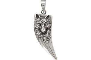 Treasure Bay Men's 925 Sterling Silver Wolf Pendant