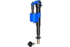 PlumbEZ Adjustable Toilet Fill Valve with Universal Threads 3/8" and 1/2", Universal Bottom Entry and Side Entry Toilet Inlet Valve with Brass Tail
