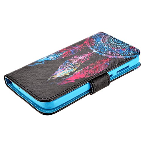 LazyBear 3 in 1 Zubehör set Einfache Gesicht Muster Druck PU Ledertasche Handy Schutzhülle für Huawei Ascend Y625 Hülle Etui Tasche Schutz Bumper Flip Case mit Flip Cover Buchstil Klapptasche in Lederoptik Karteneinschub und Magnetverschluß + Eingabestift Stylus Touch Pen + Anti Staub Schutz Stöpsel (Dream Catcher) - 4