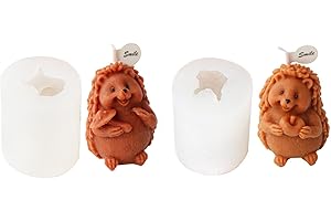 Xidmold 2Pcs Hedgehog Candle Moulds, 3D Hedgehog Silicone Mold for Fondant, Chocolate, Cake Decor, Candle, Soap, Bath Bomb, Polymer Clay, Resin Art Craft