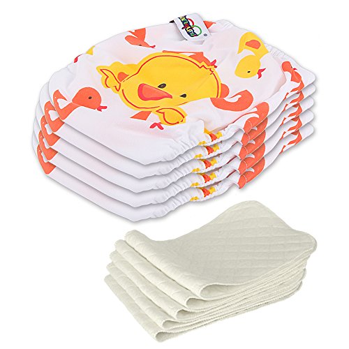 Preisvergleich Produktbild 5 Stück Wiederverwendbare Waschbare Verstellbar Babywindeln Baby Windelhose Baby-Tuch-Windel Weicher Stoff Größe Verstellbar (Ente)