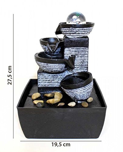 Zimmerbrunnen, Dekobrunnen, LED Farbwechsel mit Glaskugel, FoPot 10466 - 6