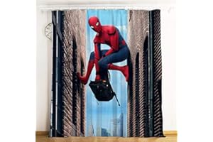 Lily&her Friends - Rideau plat 3D HD Impression numérique Motif héros Marvel Spiderman,tissu brossé,velours et lin,occultant,rideau de porte,rideau de chambre pour enfants (Spiderman 9, 47in x 106in)