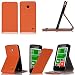 Produktbild Tasche Leder Style Nokia Lumia 630 orange Dual Sim "Stand up" Hülle Cover - Zubehör Etui smartphone 2014 Nokia 630 3G/Wifi Flip Case Schutzhülle (Handy tasche folio PU Leder, orange) - Brand XEPTIO accessoires