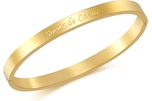 AFSTALR Bracelets Fin en Acier Inoxydable Message Bracelet pour Femme d’Inspiration d'amitié en Or Bracelet Jonc pour Meilleur Ami…