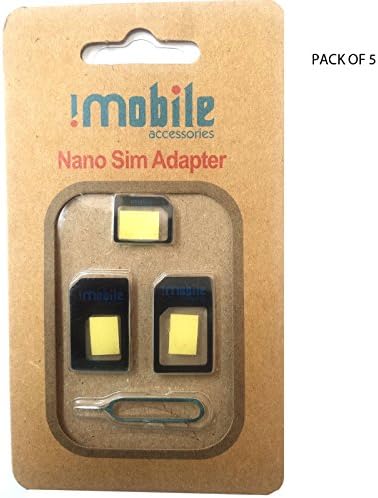 Genuine Imobile 4 in 1 Nano to Micro &amp; Standard Sim Card Adapter With Sim Tray Ejector For Iphone,Samsung Smartphoes (5 pack, Black)