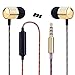Price comparison product image in ear Headphones earphones with mic for iPhone, iPad, iPod, MP3 Players, Samsung with free 3 set of earbuds Bass and noise isolation (Gold - Red)