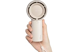JISULIFE Mini Ventilateur Turbo Portable [16H Max] Personnel, Rechargeable USB 4000mAh, Petit Ventilateur de Poche à Piles avec 5 Vitesses-Marron